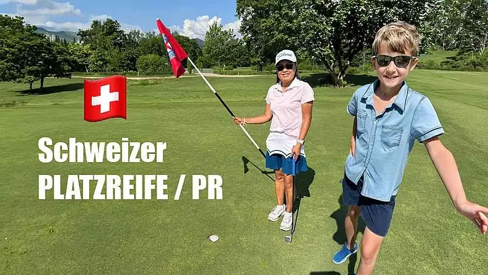 Schweizer Platzreife PR mit Advanced Swiss PGA Professional Anthony C. Biasio — Spielerin und Junior auf dem Grün
