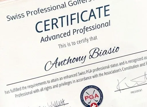 Advanced Swiss PGA Professional Diplom von Anthony C. Biasio